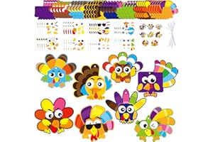 3sscha 40 Packs Fall Turkey Craft Kits for Kindergarten Kids - Thanksgiving Art Craft Make Your Own Turkey DIY Card Sticker Artwork Project for Home Preschool Classroom Game Students Activities