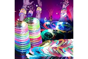 OLUPP 48 Pack LED Light Up Bracelets, Glow in the Dark Party Supplies, 6 Color Glow Bracelets, Rave Party Favors for Kids/Adults Birthday, Concert,Goodie Bag Fillers, New Year