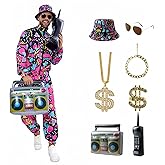 Haoibdeo 80s 90s Outfit for Men Women Retro Tracksuit for Men Hip Hop Windbreaker 90s Disco Sportswear For Party