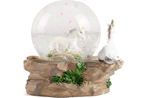 Elanze Designs Pretty Unicorns Fairy Tale Fantasy Horse Figurine Mini 45MM Sturdy Polyresin Princess Daughter Girls Glitter Water Snow Globe Tabletop Decoration