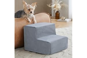 LEXTRO Dog Stairs for Small Dogs, 2-Steps Dog Steps for Couch, Pet Stairs with Highly Supportive Foam & Non-Slip Bottom, Pet Steps for Cat & Doggie (High 11.8 Inch)