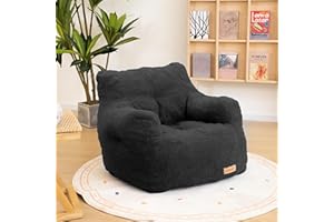 Cvortll Bean Bag Chair with Filler, Bean Bag Sofa with Tufted Soft Stuffed Filling, Fluffy and Lazy Sofa, Comfy Cozy BeanBag Chairs with Memory Foam for Dorm, Apartment, Living Room (Black)
