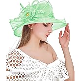 yrsZX Organza Derby Church Hats for Women Flower Wedding Tea Party Hat Summer Sun Fascinator Hat