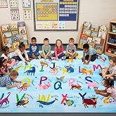 6x9 ABC Classroom Rug for Kids Playroom, Alphabet Rug with 26 Animals | Blue Kids Rug,Non-Slip Washable Kids Carpet, Educatio