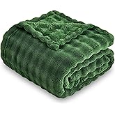 SOCHOW Olive Green Bubble Fleece Blanket for Couch, Super Soft Cozy Cute Throw Blanket for Women, Decorative Fuzzy Flannel Blanket, 60 x 80 Inches