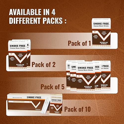 Smoke Free Herbal Cocoa Bean Cigarettes -5 Packs Regular 100% Tobacco Free  & Nicotine Free - Non Addictive - Tobacco Substitute - Premium Regular  Flavor (100 Sticks) in Kenya