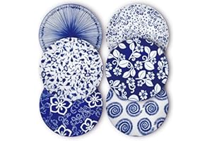 Japanese Ceramic Dessert Plates Set of 6, 8 Inch Dinner Plates for Salad Appetizer Cake, Dishwasher & Microwave Safe, Vintage