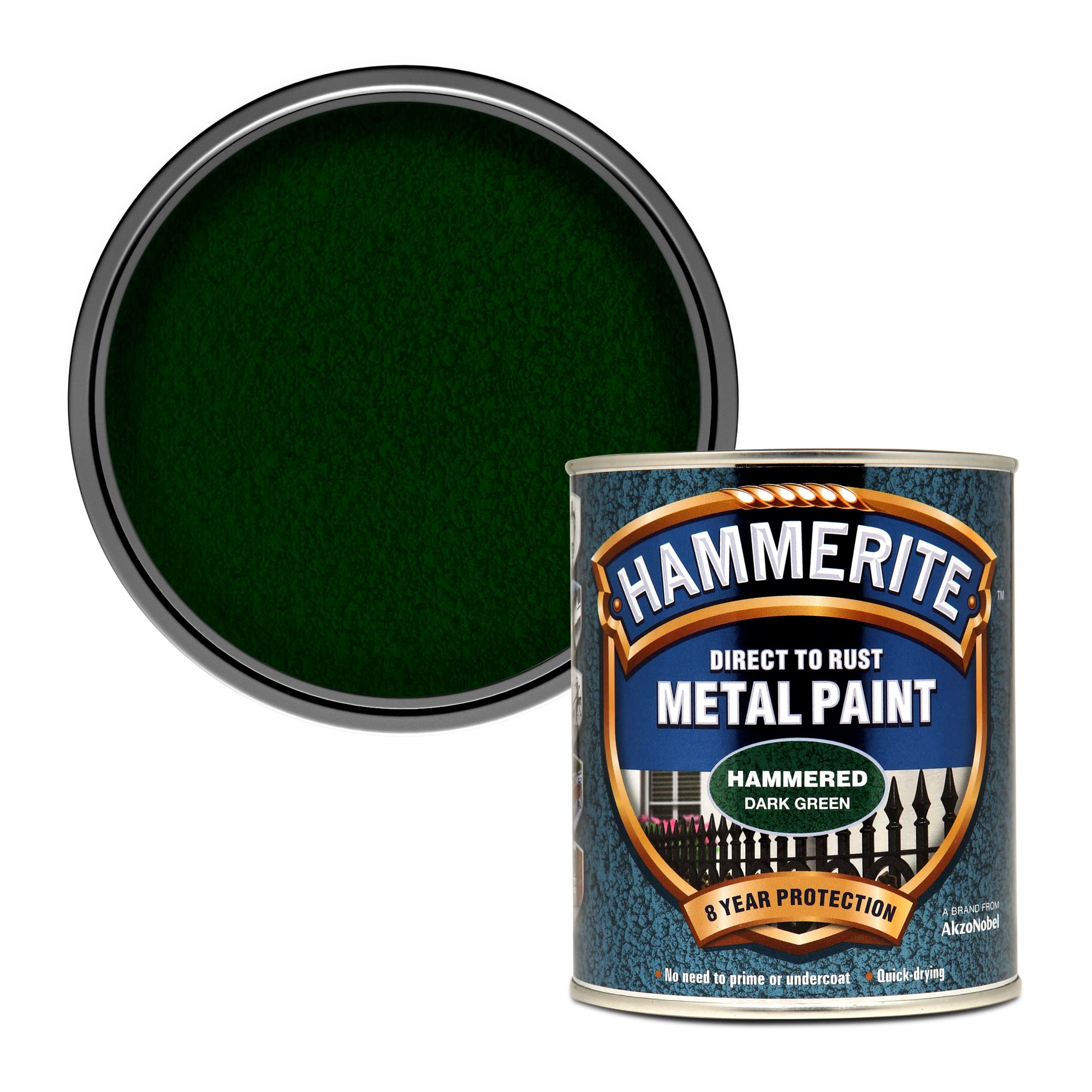 Hammerite Direct to Rust Metal Paint - Hammered Dark Green Finish 750ML