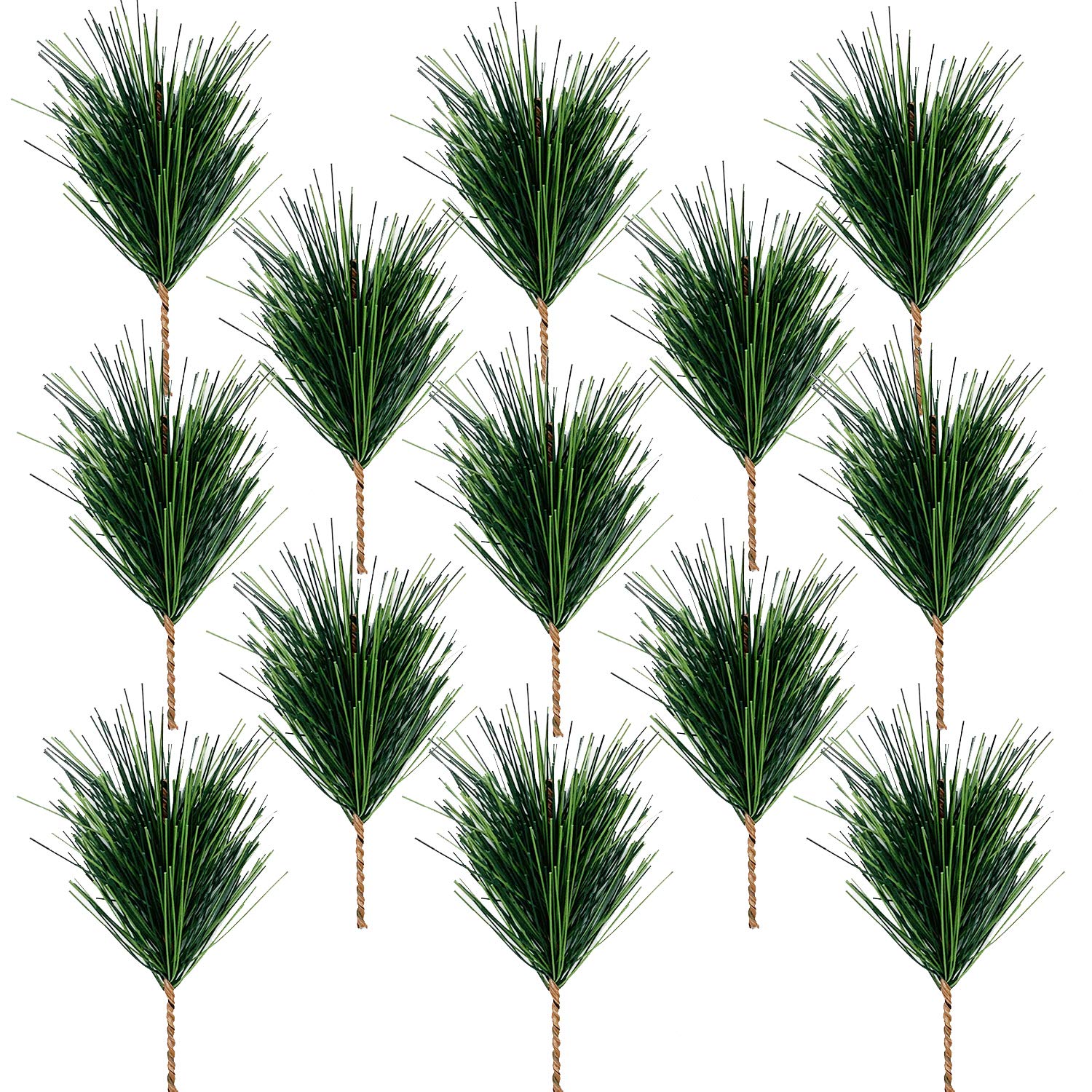 Alpurple 30 PCS Artificial Green Pine Needles Branches - Small Twigs Stems Picks - Fake Greenery for Christmas Garland Wreath Embellishing and Home Holiday Garden Decoration