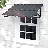 RDUIGT Fixed Metal Awning for Door Entrance, 52in W x 31in H, Blue | Door Awning with Triangle Steel Frame, Color Stone Tile Shaped Window Awnings Exterior for Porch, Patio, Balconies