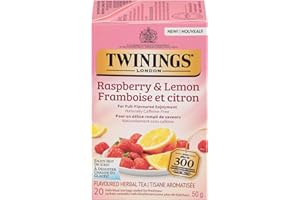 Twinings Raspberry & Lemon Herbal Individually Wrapped Teabags, Naturally Caffeine-Free, 20 Count (Pack of 6), Enjoy Hot or I