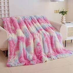 GONAAP Fuzzy Faux Fur Throw Blanket Queen Size