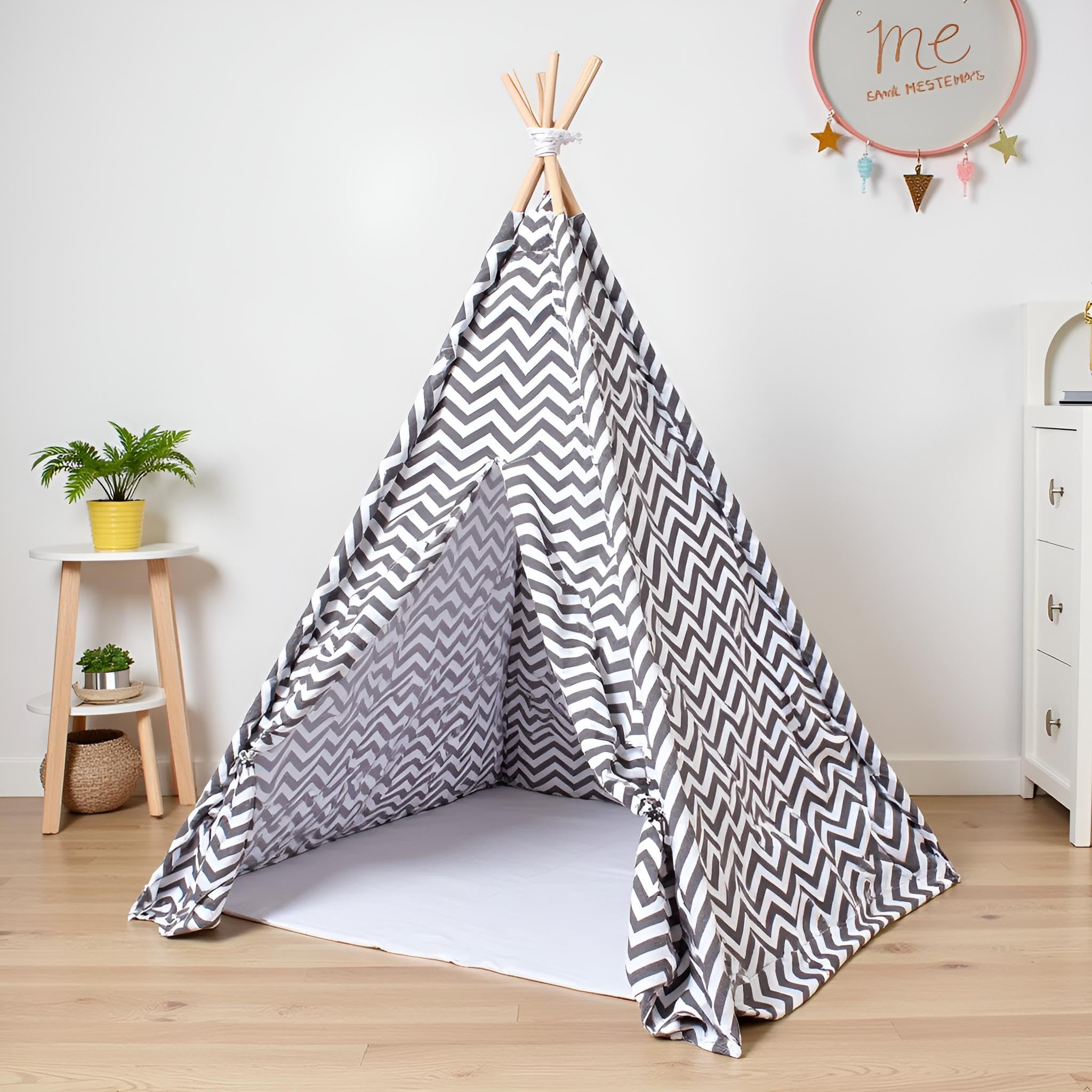 Benebomo Foldable Teepee for Kids - Play Tent, Indoor/Outdoor, 43 * 43 * 55in (Stripe)