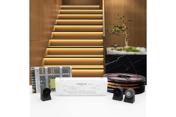 KOMIGAN Intelligent Motion Triggered LED Stair Lighting Kit KMG-3233, 40" Cuttable LED Strip Light for Indoor LED Stair Light