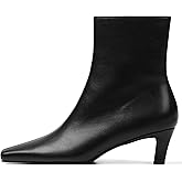 Mattiventon Fall Boots for Women Square Toe Kitten Heels Faux Suede Short Low Heel Dressy Ankle Bootice with Side Zip