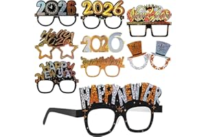 PRETYZOOM 9Pcs 2026 Happy New Year's Eve Eyeglasses: Year of Horse Glasses Nye Party Favor for 2026 Supplies Glitter Holiday Glasses Decorations