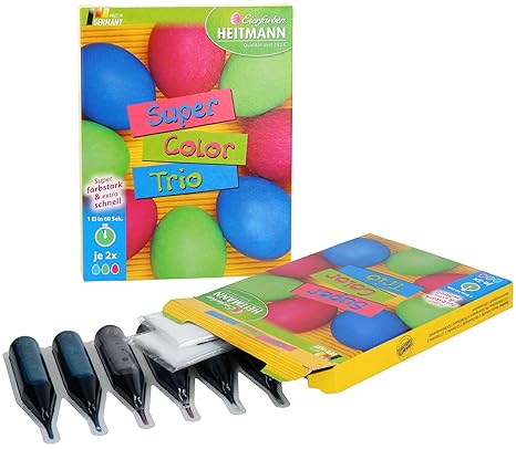 Heitmann 16-teiliges Set Eierfarben, flüssige Starke Eierfarben für weiße und braune Eier (30ml - Flüssigfarbe Trio)