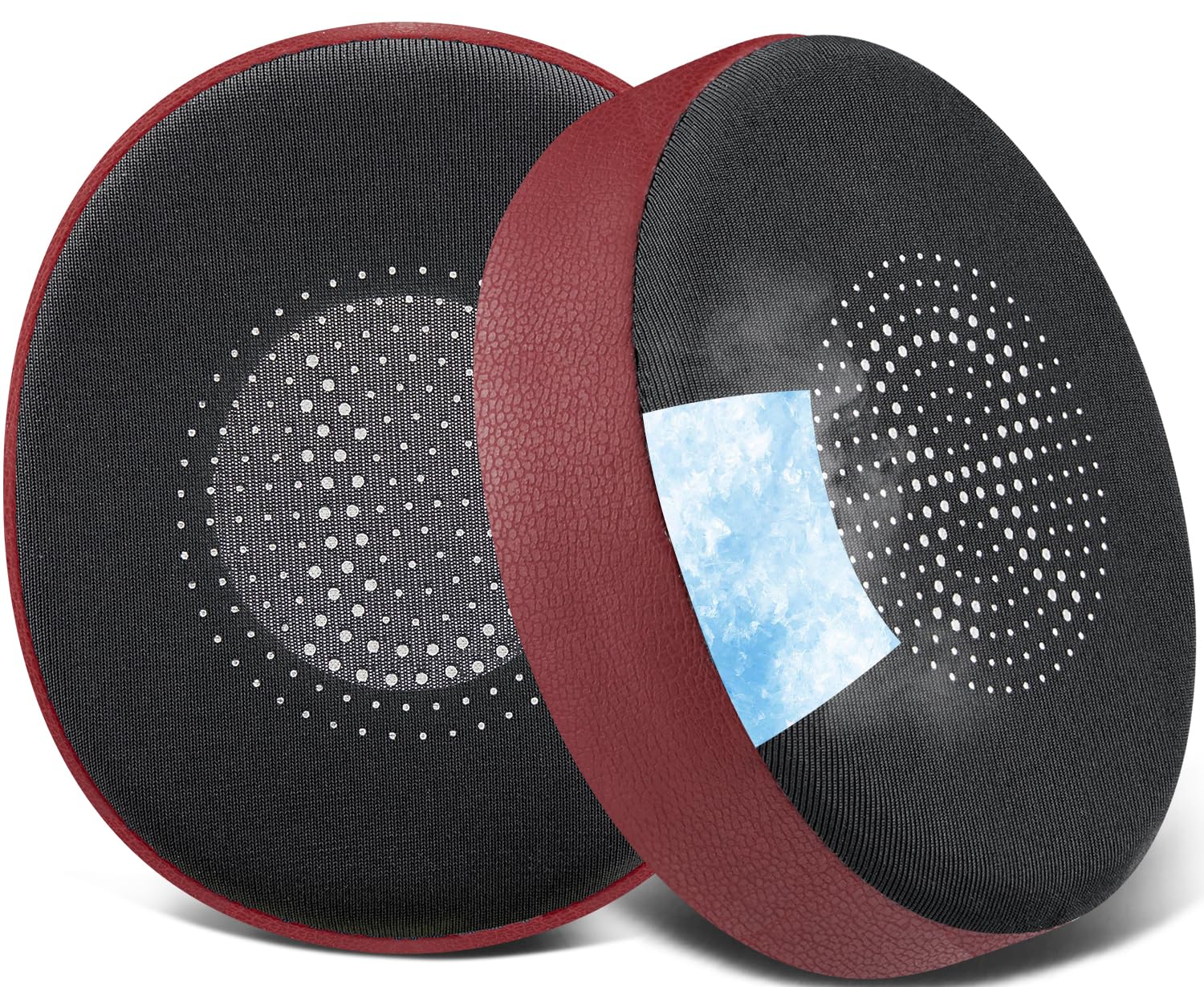 SOULWIT Cooling Gel Earpads Replacement for Jabra Evolve2 65 (Evolve 2 65MS 65UC MS UC)/Evolve2 40 (40UC 40MS USB)/Elite 45h On-Ear Wireless Headset, Ear Pads Cushions with Ice Silk Fabric - Burgundy