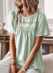 Falechay Plus Size Tops for Women Swiss Dot Solid
