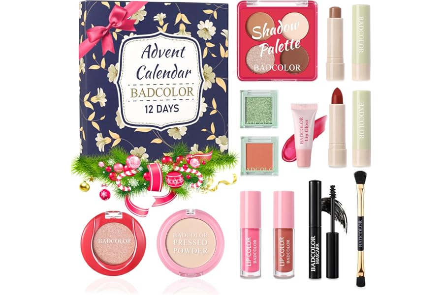 Advent Calendar 2025, 12 Days Christmas Countdown Calendar – Individually Boxed Makeup Gift Set, Xmas Beauty & Cosmetics Surprise Full Makeup Kit for Women Teen Girls