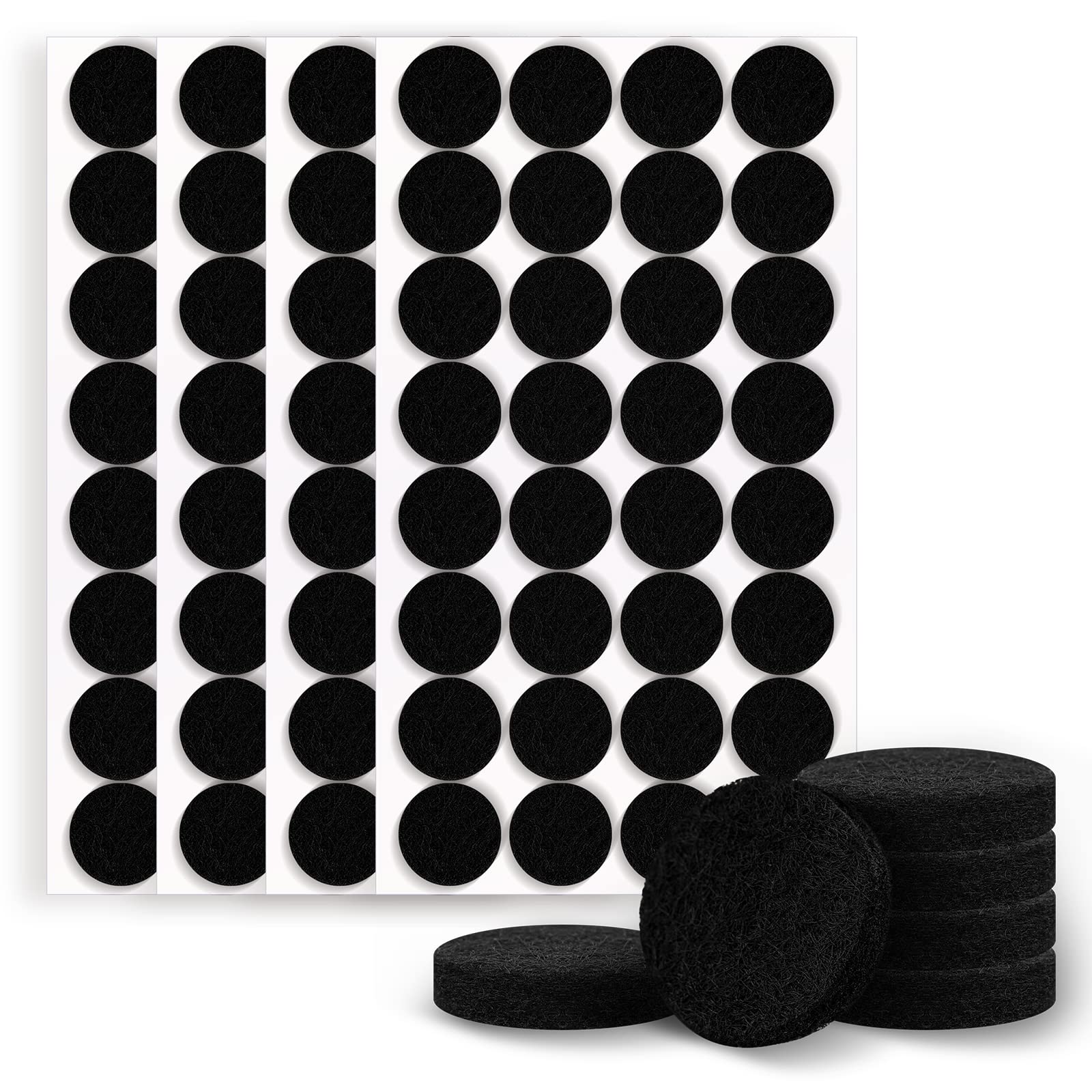 Grevosea 128Pcs Felt Pads, 20mm Felt Furniture Pads Chair Leg Protectors 5mm Thick Sofa Feet Protectors for Wooden Chair Legs Floors Protectors, Round Furniture Pads Black