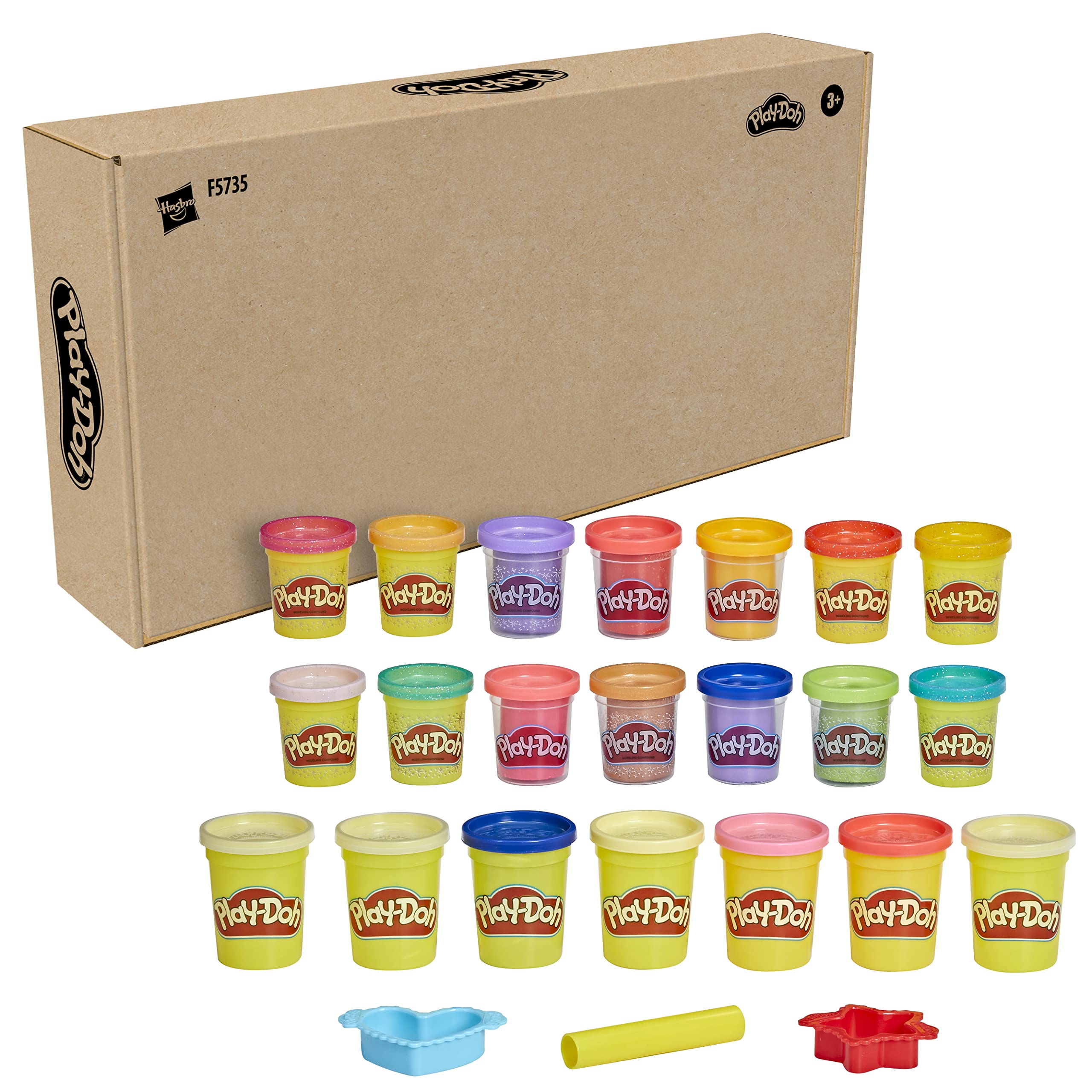 Play-Doh Bright 'n Happy Variety Pack with 21 Pots Including Sparkle and Metallic Shine