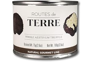 Routes de Terre | Whole Black Summer Truffles Preserved in Natural Juices | Tuber Aestivum | Preserved, Imported, Gourmet | Total Weight 3.5 ounces | Chef-inspired Ingredients