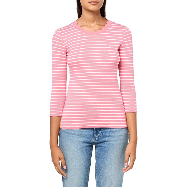 Nautica Jeans Women's 3/4 Sleeve Tee, French Blue, XS at