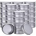 Silver 1 Ounce Aluminum Tin Jar Refillable Containers 30ml Aluminum Screw Lid Round Tin Container Bottle for Cosmetic,Lip Balm, Cream, 30 Pcs