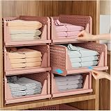 SNSLXH 5 Pack Stackable Closet Storage Boxes Pink Multifunctional Foldable view 1