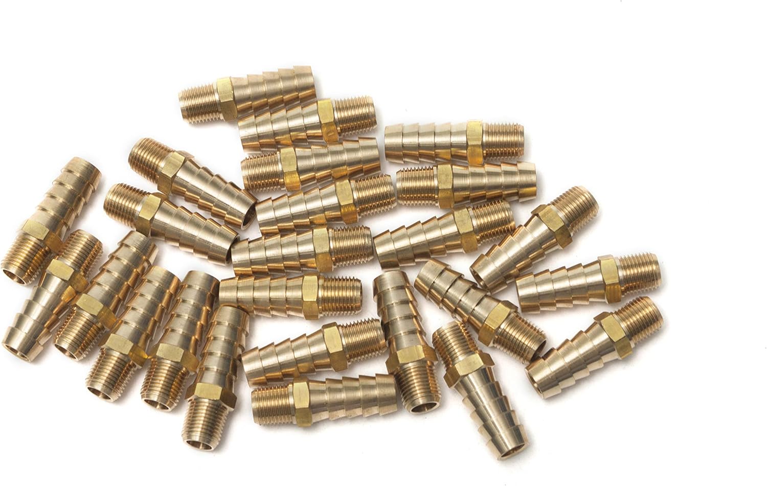 LTWFITTING Brass 1/8-Inch Male BSPT x 10mm Hose Barb Coupler Adapter Fitting for Vehicle Fuel System HVAC System (Pack of 25)