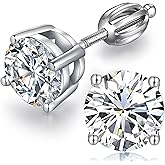 Jiamiaoi Stud Earrings Screw Back Sterling Silver Cubic Zirconia Stud Earrings Set 4 Millimeters-8 Millimeters Nickle Free Hypoallergenic Earring Studs