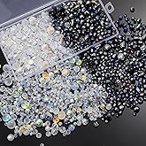 1000pcs Glass Beads for Jewelry Making Colorful Rainbow Craft Crystal Beads with Loose Beads Sparkly Beads for DIY Necklace Bracelet Earring(Black, Gold)