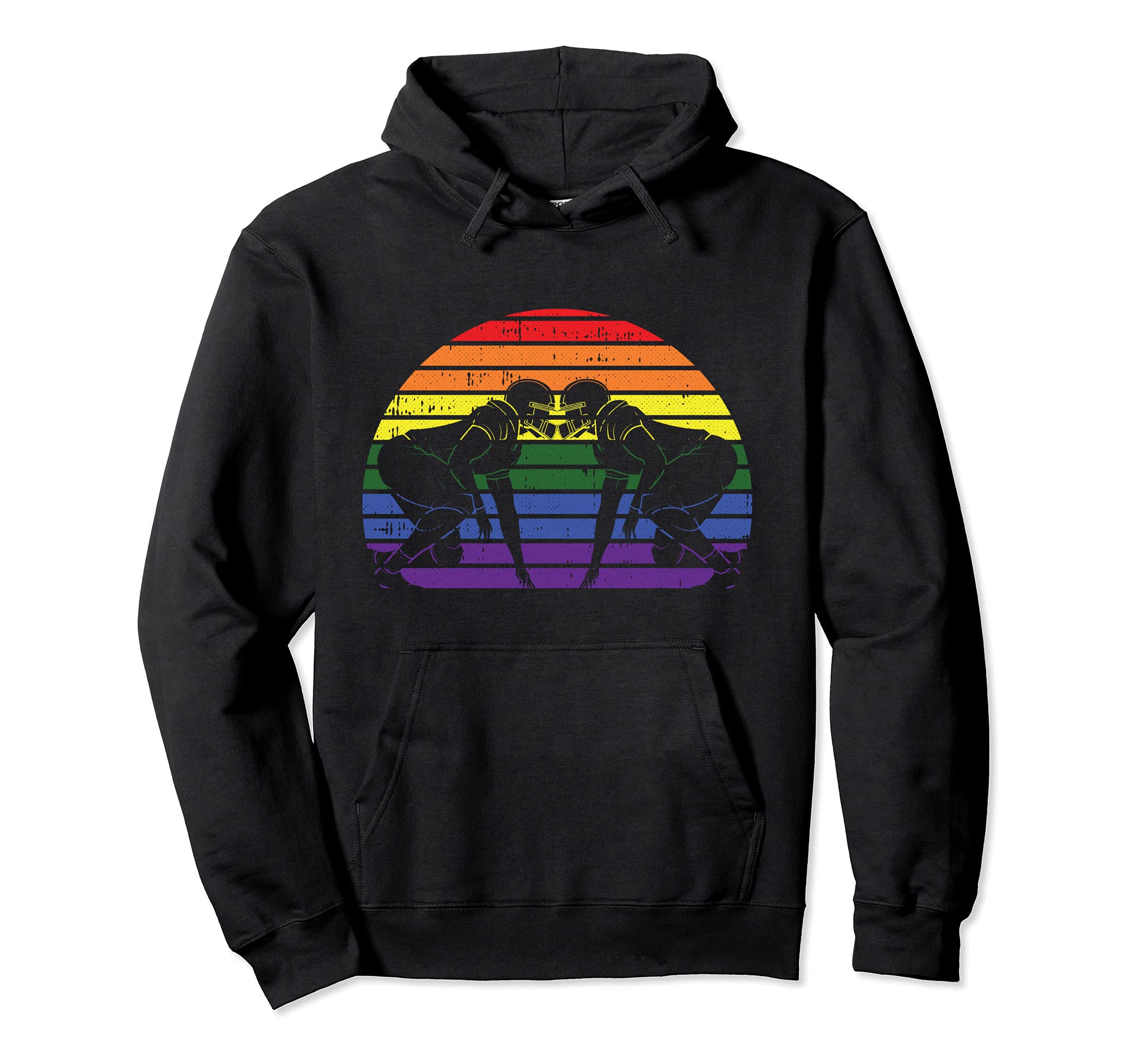 Football Player LGBT-Q Retro Gay Pride Rugby Sport Fan Ally Pullover Hoodie