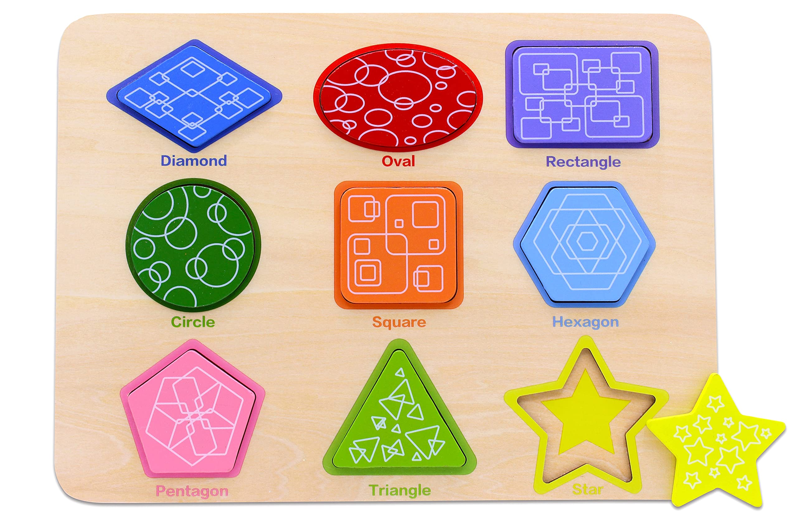 You&Xi Wooden Shape Puzzle for Toddlers - Early Learning Shape Jigsaw Toys - Educational Puzzles for Toddlers — image 1