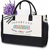 luixd Canvas Tote Bag For Grandma, Important Grandma Stuff, Gift Bag For Grandma, Nana Gifts, Mother's Day Gift, Grandma Gift Ideas, Beach Grocery Bag, Nana Birthday Gifts - A11