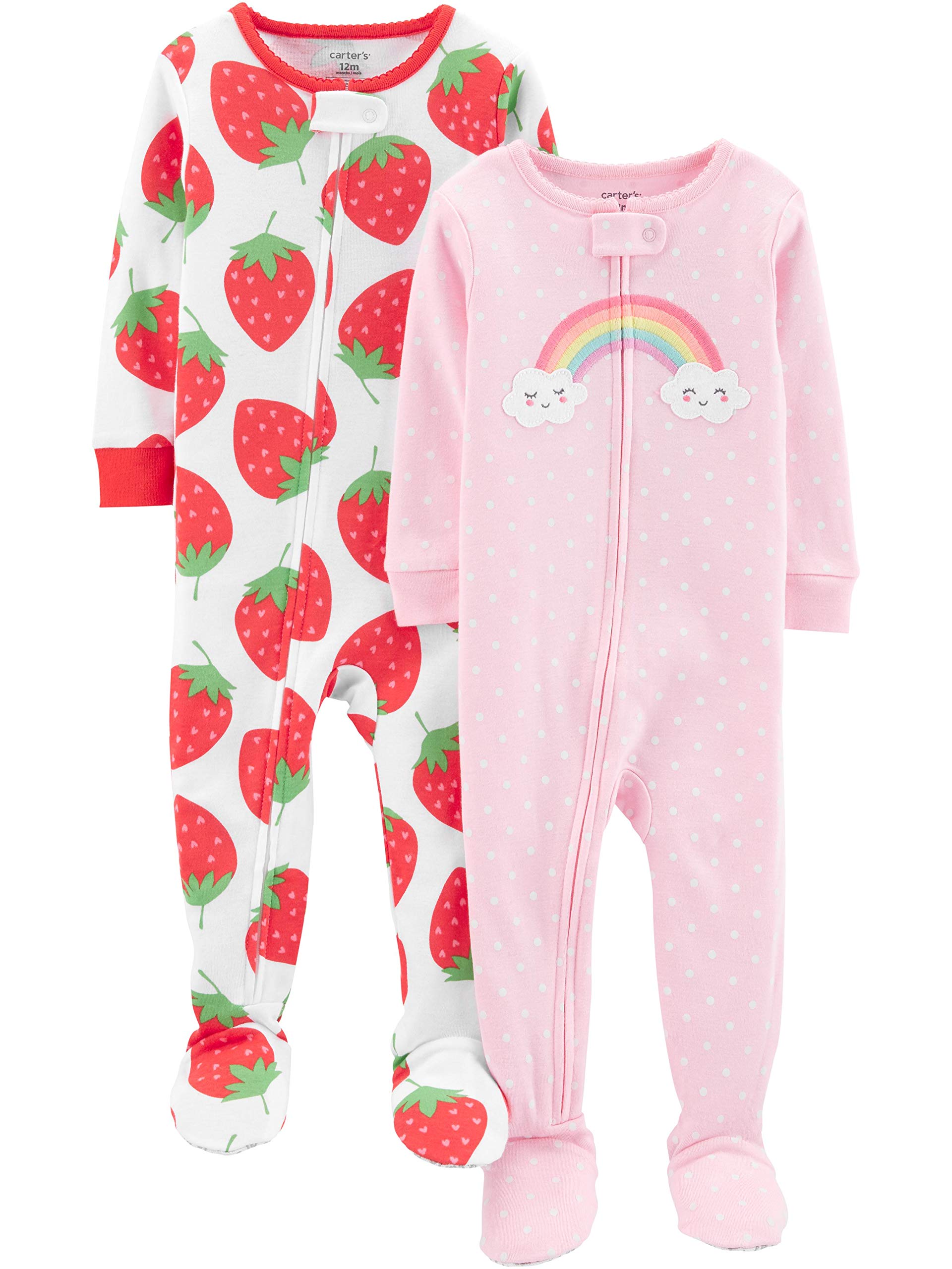 Carter S Girls Toddler 2 Pack Cotton Footed Pajamas Strawberry Rainbow 4t In Dubai Uae Whizz Blanket Sleepers