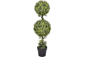 Vickerman Everyday 3 Foot Tall Artificial Boxwood Topiary Double Ball Tree - UV Resistant Indoor Outdoor - Potted Natural Green - Home Patio Faux Decor