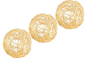 CLEENTABLE Metal Decorative Sphere Set of 3 - Heavy Duty Ball Decoration - 4.5" Band Decorative Ball - Ball Table Decor for Living Room Bedroom Kitchen Office Coffee Table Desk (Gold)