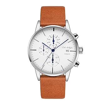 Adam Gallagher Mens Watches 43mm Wrist Quartz Multi Function Chronograph Watch Leather Strap - Brown