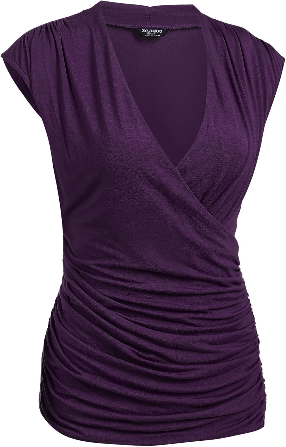 Zeagoo Women's Cross Wrap Top Sleeveless Summer Shirt Blouse Tunic Ruched Shirt Sexy Tank Tops at  Women’s Clothing store