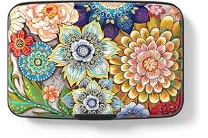 Hsxnam Credit Card Holder for Women, Small RFID Metal Credit Cards Wallets Cute Business Card Holder Pocket ID Case, Mandala 