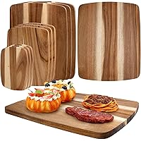 9Pcs Acacia Wood Cutting Board, Wooden Charcuterie Boards Double Sided Wood Chopping Board Set Thick Rectangle Serving Boards