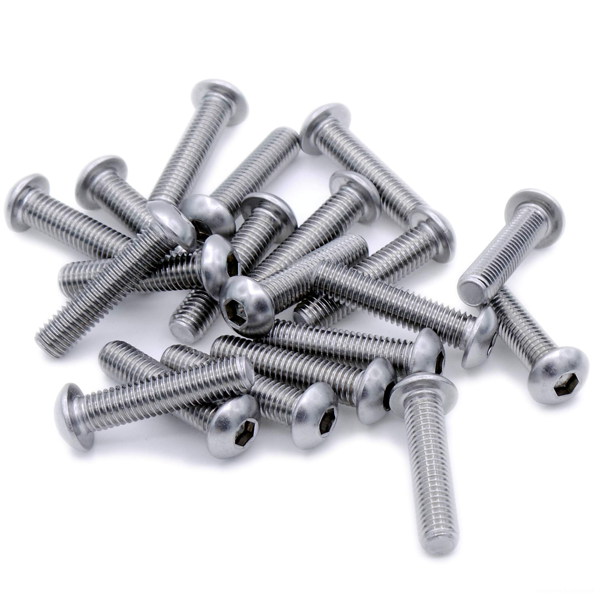 M4 (4mm x 4mm) Hex Socket Button Machine Screw (Bolt) - Stainless Steel (A2) (Pack of 20)