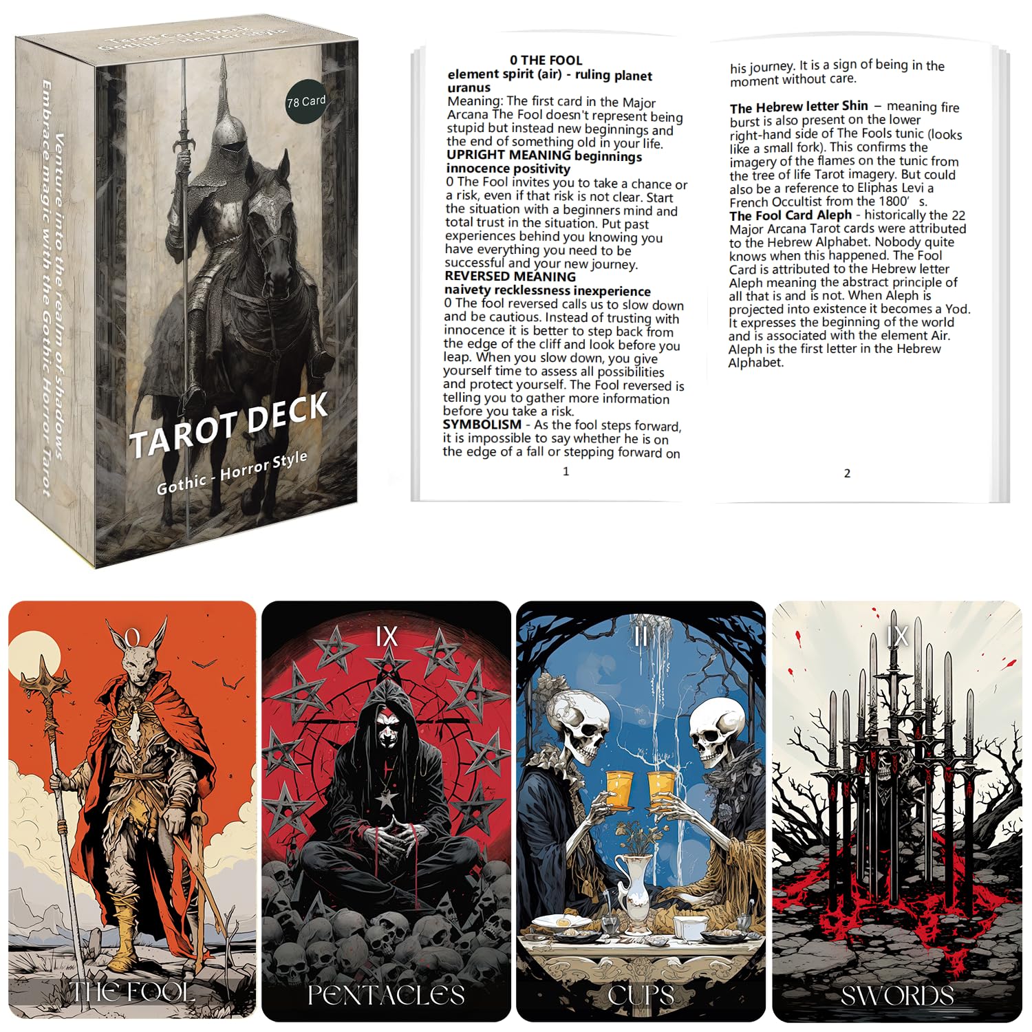 ZHQGYN 78 Tarot Cards, Tarot Cards Deck with Guide Book for Beginners, Fortune Telling Toys, Durable Cards, Suitable for Beginners to Experts, Creative Art Real Experience.