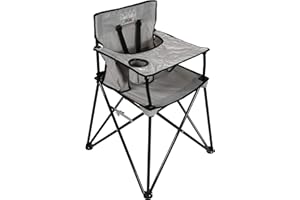 ciao! baby Portable High Chair for Babies and Toddlers, Compact Folding Travel High Chair with Carry Bag for Outdoor Camping, 1 Count (Pack of 1) (Grey Check)