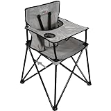 ciao! Baby Portable High Chair for Babies and Toddlers, Compact Folding Travel High Chair with Carry Bag for Outdoor Camping, 1 Count (Pack of 1) (Grey Check)