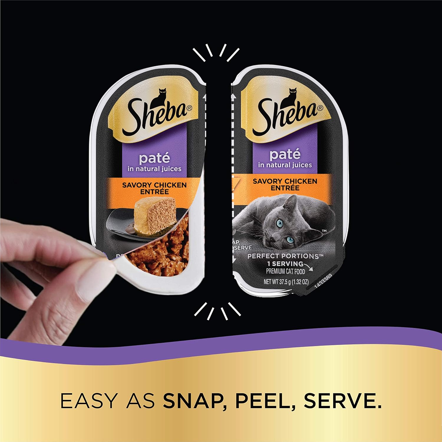 SHEBA PERFECT PORTIONS Soft Wet Cat Food Paté in Natural Juices Signature Savory Chicken Entrée, (24) 2.6 oz. Easy Peel Twin-Pack Trays : Pet Supplies