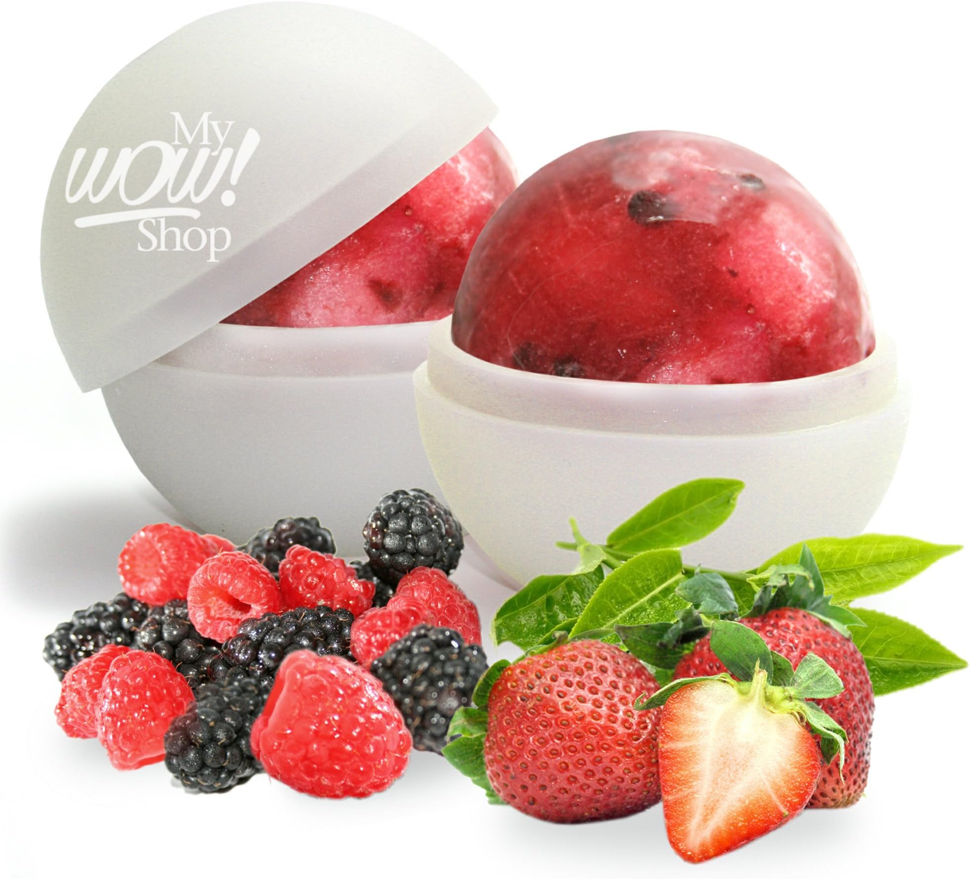 Ice Ball Maker – Create Jumbo Sized 2.5 Inch Fruit Ice Balls. Set of 4 Premium Quality Silicone Ice Ball Molds
