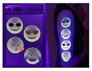d'IRIS studio UV Glow Blacklight Temporary Tattoos-Emojis Flash Neon Toy Game Temp Party Tattoo Accessories Stickers Favor Dark Nightclub Electric Dance Music Festival Concert EDM